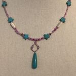 Handmade Night Pink Garden Beaded Necklace Photo 2