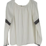 Elizabeth and James Womens Embroidered Blouse Top Long Sleeve White Size Large Photo 0