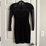 Tadashi Shoji Vintage Tadashi Black Sheer Mesh Sleeves Beaded Shoulder Bodycon Dress Size XS–S Photo 1