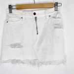 Sanctuary White Denim Frayed Zipper Detail Mini Jean Skirt Women's Size 24 Photo 0