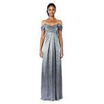 Rene Ruiz Metallic goddess off the shoulder gown 2 Silver Photo 2