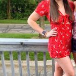Free People  Red Floral Romper  Photo 2