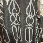 Top Notch 1980s Tunic Length Gray Floral Geometric Print Cowl Neck Sweater 1X Black Photo 8