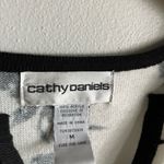 Cathy Daniels  Y2K Floral Print Sweater Top Women’s M Black White Pullover Button Photo 2