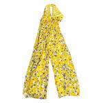 Ieena for Mac Duggal Crossed Halter Tie Waist Floral Jumpsuit Size 6 Yellow Photo 10