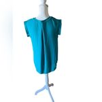 J.Crew  Teal Split‎ Neck Sleeveless Blouse Photo 2