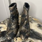 Tapestry Brocade Gold Sequin Leather Soled Boots Size 8.5 Photo 1