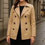 Larry Levine Beige Trench Coat Women’s XL Classic Double Breasted Jacket Photo 0
