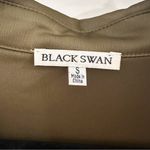 Black Swan Satin Stretch Button Front Peasant Top Blouse Oversized Green sz S Photo 2