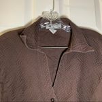 carole little  Brown Textured Long Sleeve Button Up Blouse 2X Photo 2