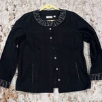 Quacker Factory  Black Rhinestone Embellished Denim Jacket Photo 0