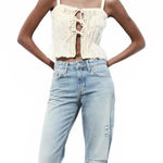 ZARA  Mixed Knit Top w/ Ties Eyelet Cami Tank Boho Cream White Women's Size Small Photo 0