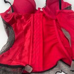 Jezebel  Scarlet Red and Black Lace Satin Doll intimately Bustier size 34B Photo 5