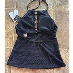 Macy's Salt + Cove Crochet High-Neck Tankini Top Black Size Small Photo 8