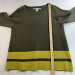 Max Studio  Plus 1X Sweater 3/4 Sleeve Forest Green Striped Pullover Women's Photo 6