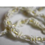 Source Unknown VTG White Braided Hemp w/ Gold Tone Beads Wire Beaded Star 17" Casual Necklace Photo 3