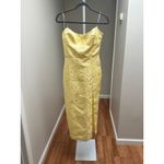 Amanda Uprichard  Ivy Dress Midi Yellow Jaquard size Medium Photo 5