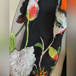 Boston Proper  Black Floral Embroidered Mesh Bomber Jacket size Small Photo 6