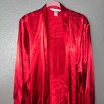 Delicates Vintage  Lingerie Red Satin Kimono Style Robe (Size M/L) Photo 3