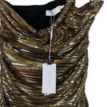 ASTR NWT  Golda Mini Dress Womens M Gold One Shoulder Ruched Cocktail Going Out Photo 5