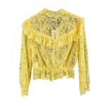 CALVIN LUO Yellow Lace Ruffle Blouse Top Sheer Romantic Cottage Coquette L New Size L Photo 2