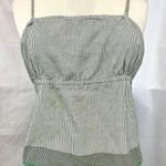 American Eagle  2000s Y2K Green White Striped Babydoll Tank Tie Back Women M Boho Photo 0