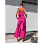 Commense Cotton Twist Detail Casual Jumpsuit Fuchsia Pink Minimalist Small Photo 2