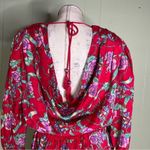 Vintage 80s Designer Diane Freis 100% Silk Beaded Plunge‎ Floral Midi Dress S M Red Photo 8