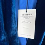 SEDGE Midnight Blue Velvet Womens Blazer Ruched 3/4 Sleeve 1 Button Size XS Blue Photo 6