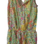 Lilly Pulitzer XS Floral Print Sleeveless V-Neck Romper Yellow Green Pink Lightw Photo 0