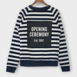 Opening Ceremony  Pullover Sweatshirt Women's XS Navy Blue White Long Sleeve Photo 0