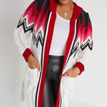 Ashley Stewart  Women 22/24  Multicolor Zig Zag Open White Cardigan Lagenlook Photo 0