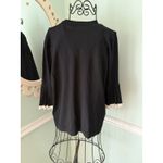COS  Knit Top Sz M Black Pleated 3/4 Bell Sleeve Career Business Stretchy EUC Photo 2