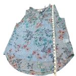 Liz Claiborne Shirt Size Medium M Blue Floral Stripes Two Piece Sleeveless Tank Photo 6