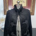 Cuero Faux Lamb Fur Coat w Real Rabbit Fur Trim Steampunk Victorian Photo 4