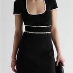 EXPRESS NWT  Puff Sleeve Scallop Trim
Sweater Dress Black White Size XL Photo 0