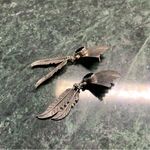 Native American Sterling Silver Onyx Double Feather Fan Dangle Earrings VTG Photo 6