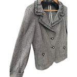 Weekend MaxMara Textured Tweed Ruffled Hem Linen Blend Blazer Size 12 Black Photo 4