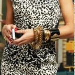 Tibi  Animal Print Leather‎ Panel Dress Black Cream Size US 2 Photo 0
