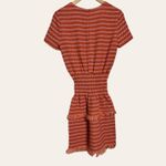 Maje Coral Pink Orange Wool Tweed Short Sleeve Smocked Mini Cocktail Dress 2 New Photo 5