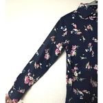 CHAPS  Womens Floral Print Button Down Shirt M Navy Blue Classic Preppy Feminine Photo 6