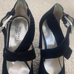Michael Kors Heels Elena Velvet Peep Toe Cross Strap Pump Stiletto Shoes Black Photo 2