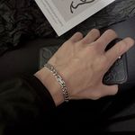 Titanium Steel Link Chain Bracelet for Men Women,Punk Hip Hop Bracelet Silver Photo 5