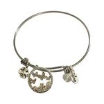 Silver Tone Butterfly Charm Bangle Bracelet With Crystals LA CN Photo 0
