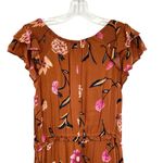 Universal Threads Universal Thread Burnt Orange Floral Ruffle Prairie Maxi Dress Photo 7