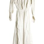 All Saints Lary White Linen Silk Shoulder Long Sleeve Slit Midi Dress Size 6 Photo 4