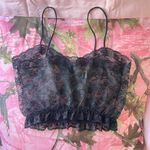 coquette y2k black lace mesh cami crop top Photo 7