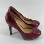 Gianni Bini  wine red faux python print metallic platform heel heels shoes NWOT Photo 2