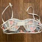 SheIn  Womens Bra Bralette S Small 34” Beige Sheer Pink & Blue Embroidered Floral Photo 3