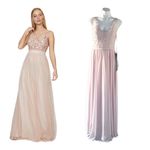 Mori Lee  Blush Gown Lace & Sequin Maxi Open-Back Dress Pink Size 10 New w/Tag Photo 5